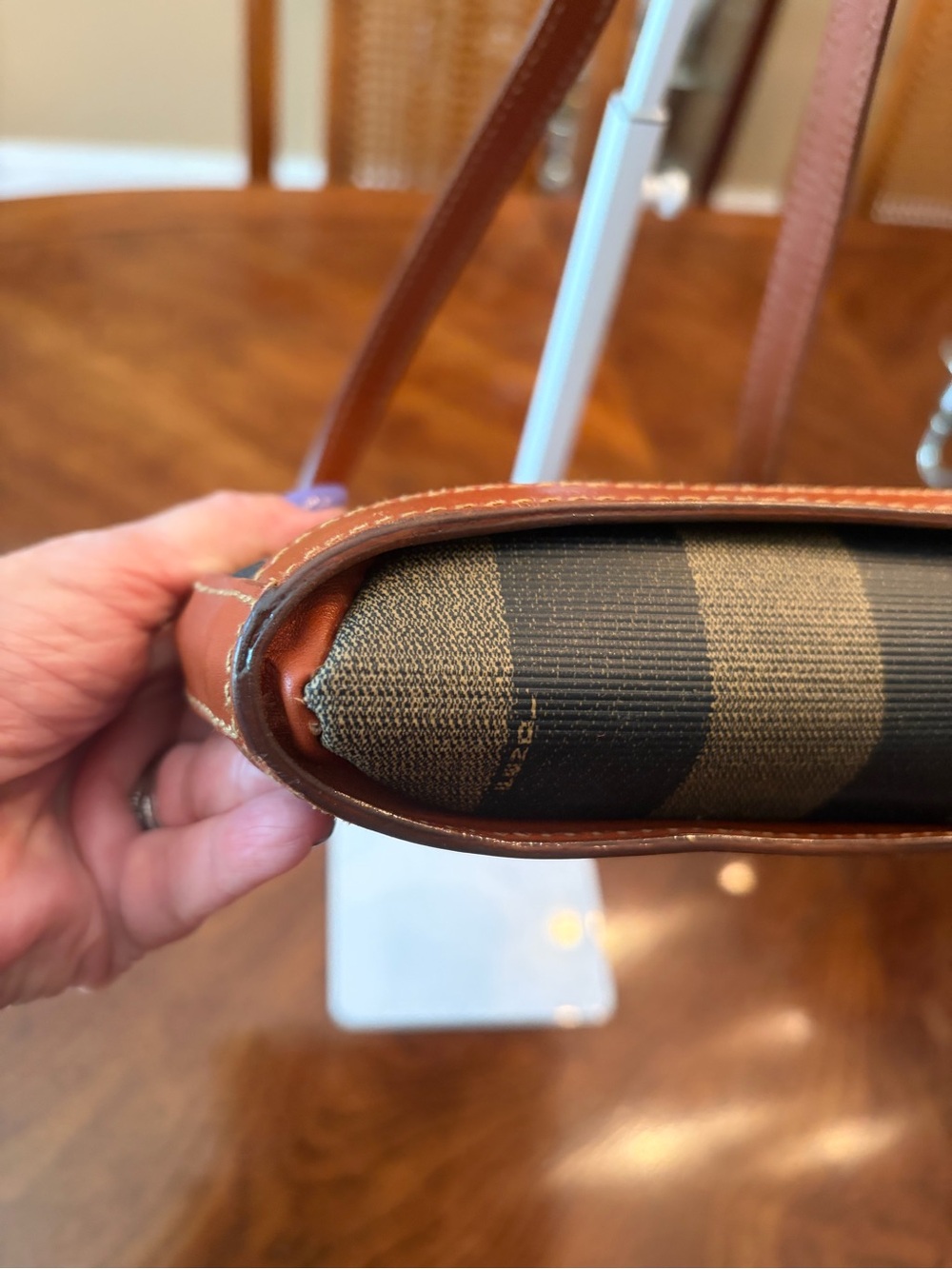 Fendi Zucca Stripe Canvas Bag in Black & Tan. Excellent condition, Authenticated - Picture 6 of 14